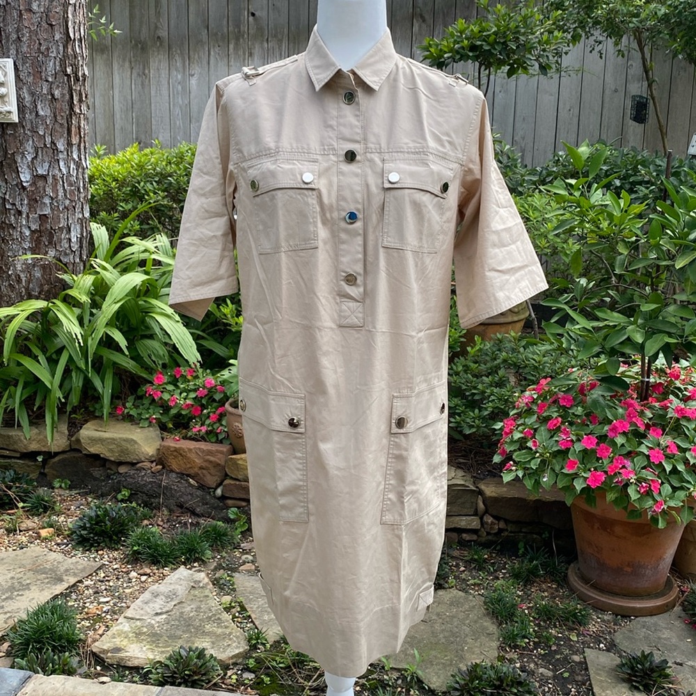 DOLCE & GABBANA Tan Cotton/ Silk Shirt Dress (Sz: 42)